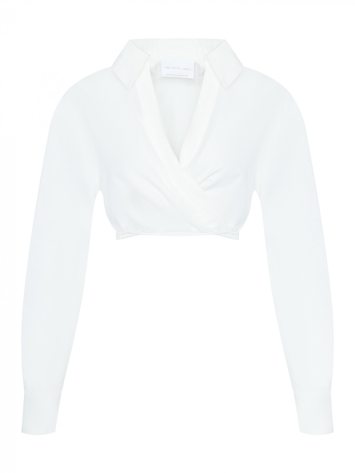 Укороченная рубашка из смешанного льна The Fifth  –  Общий вид  – Цвет:  Белый
