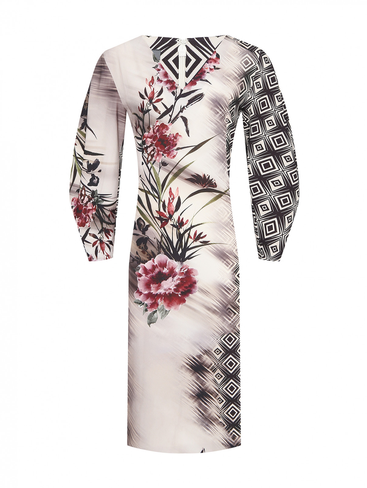 Платье-миди с узором Alberta Ferretti  –  Общий вид  – Цвет:  Узор