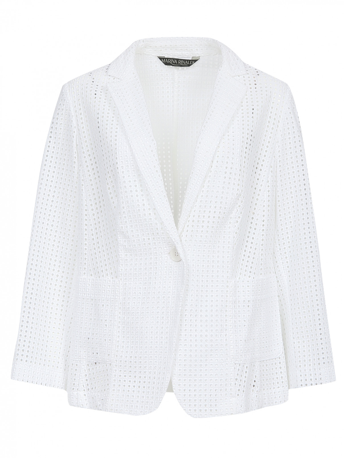 Жакет из хлопка с накладными карманами и вышивкой Marina Rinaldi  –  Общий вид  – Цвет:  Белый