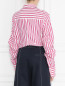 Блуза из хлопка в полоску с драпированными рукавами Mo&Co  –  МодельВерхНиз1