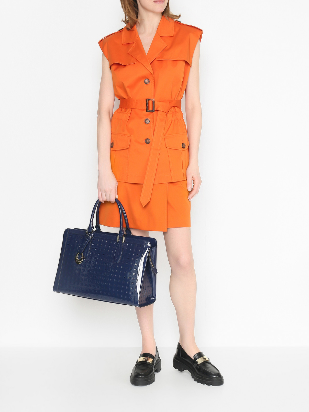 Жилет из хлопка с карманами Luisa Spagnoli  –  МодельОбщийВид  – Цвет:  Оранжевый