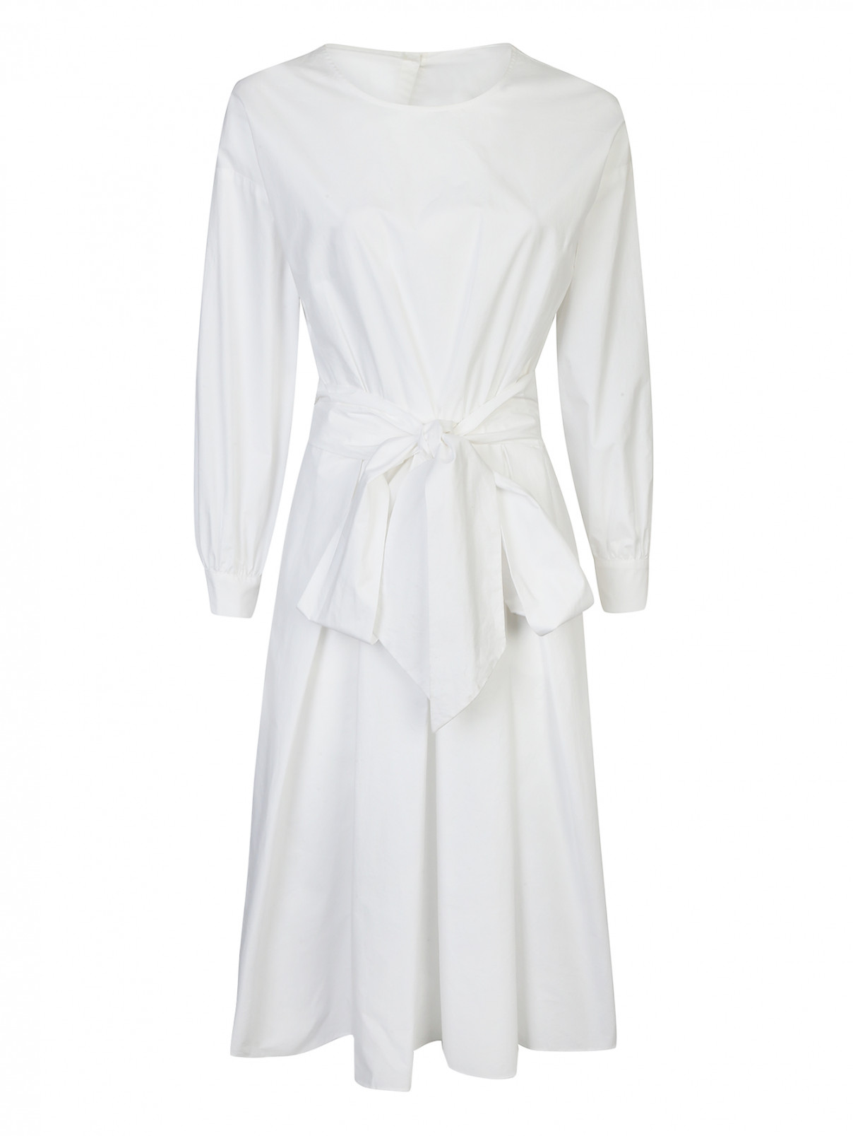 Платье-миди из хлопка Moschino Boutique  –  Общий вид  – Цвет:  Белый