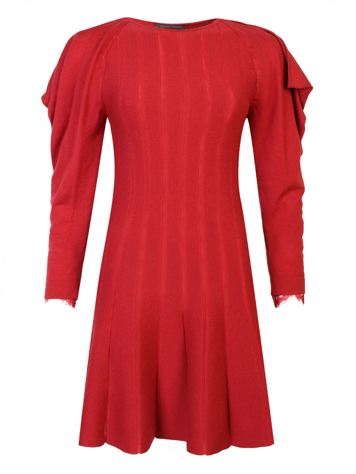 Платье из шерсти с объемными рукавами Alberta Ferretti  –  Общий вид  – Цвет:  Красный