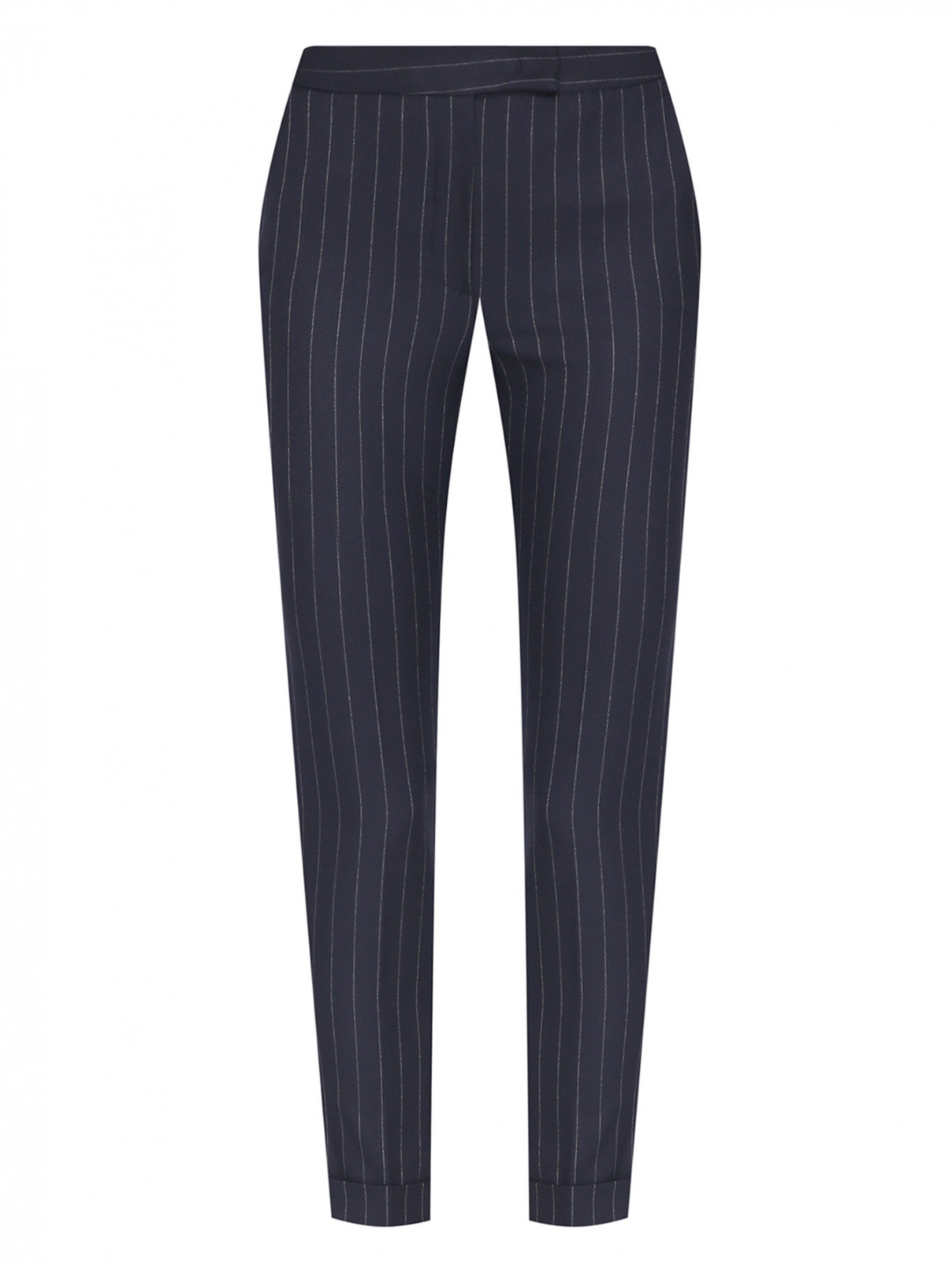 Укороченные брюки в полоску Max&Co  –  Общий вид  – Цвет:  Черный
