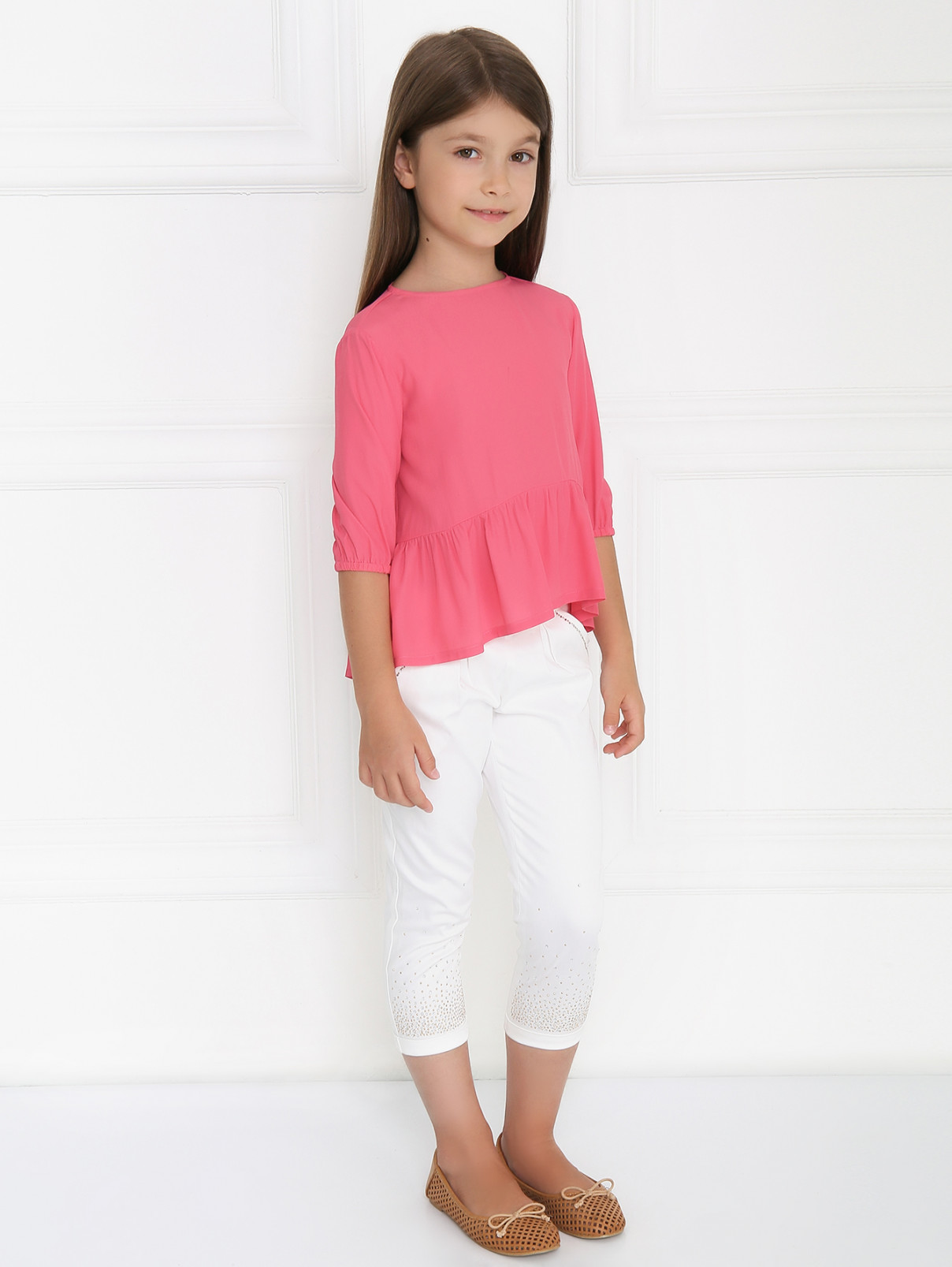 Блуза свободного кроя с баской Simonetta  –  Модель Общий вид  – Цвет:  Розовый