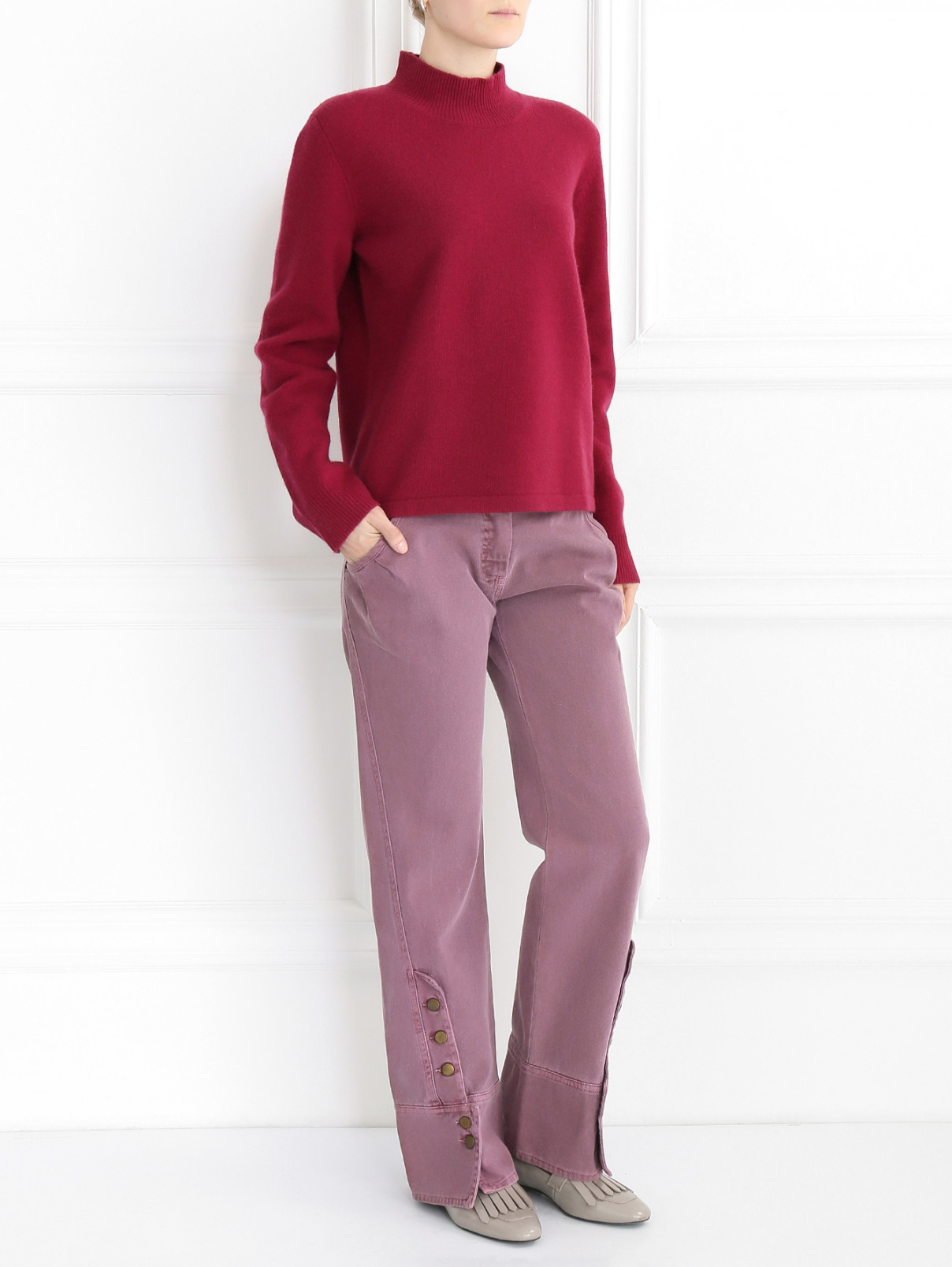 Джинсы с драпировкой на карманах Mariella Burani  –  Модель Общий вид  – Цвет:  Розовый