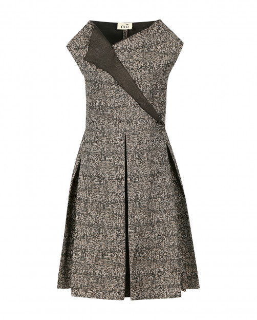 Платье из смешанного хлопка с асимметричным  вырезом - Общий вид