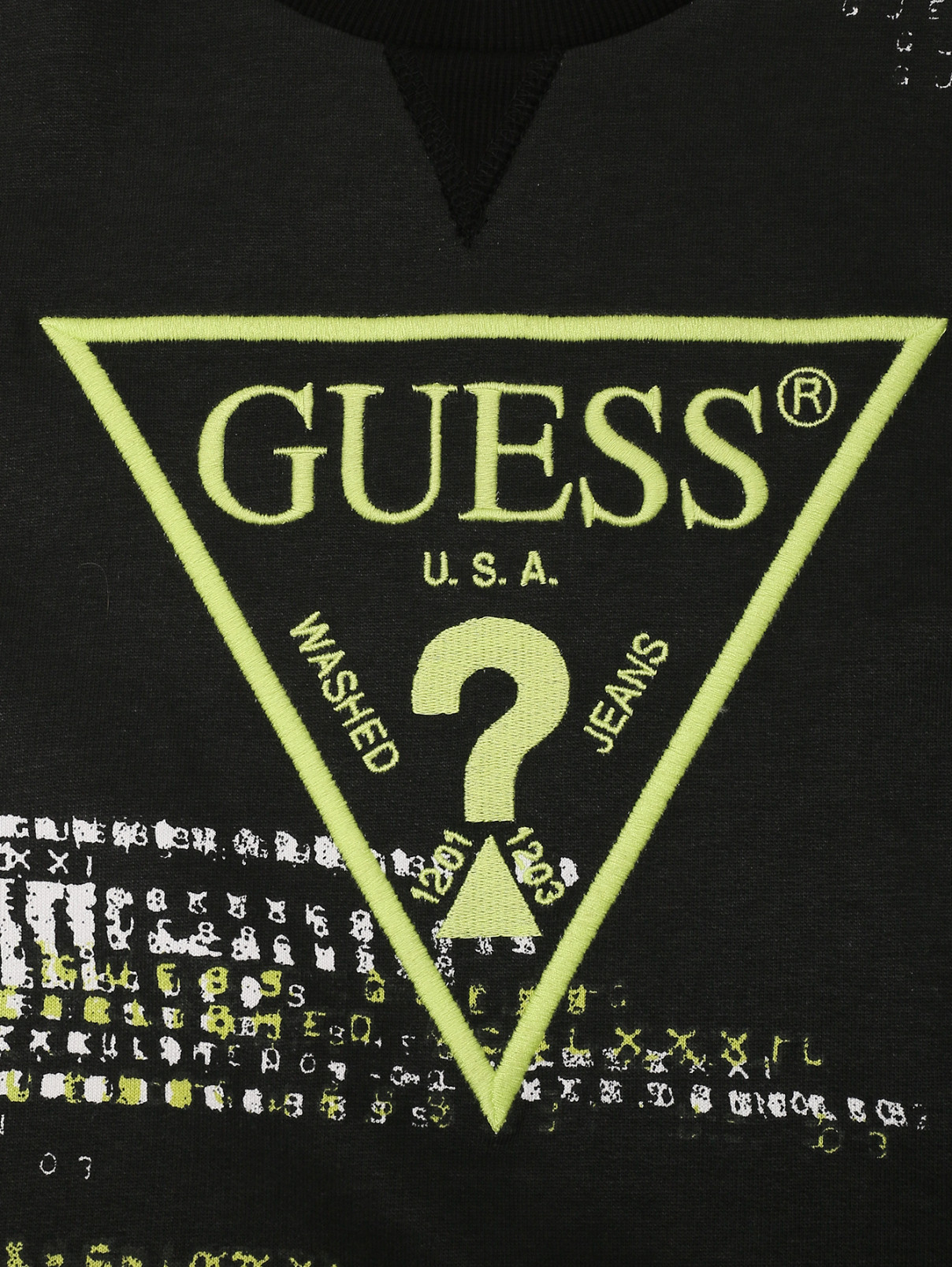 Свитшот из хлопка декорированный вышивкой Guess Kids  –  Деталь1  – Цвет:  Черный