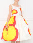 Платье-миди с принтом и драпировкой и подъюбником Moschino Couture  –  Модель Верх-Низ