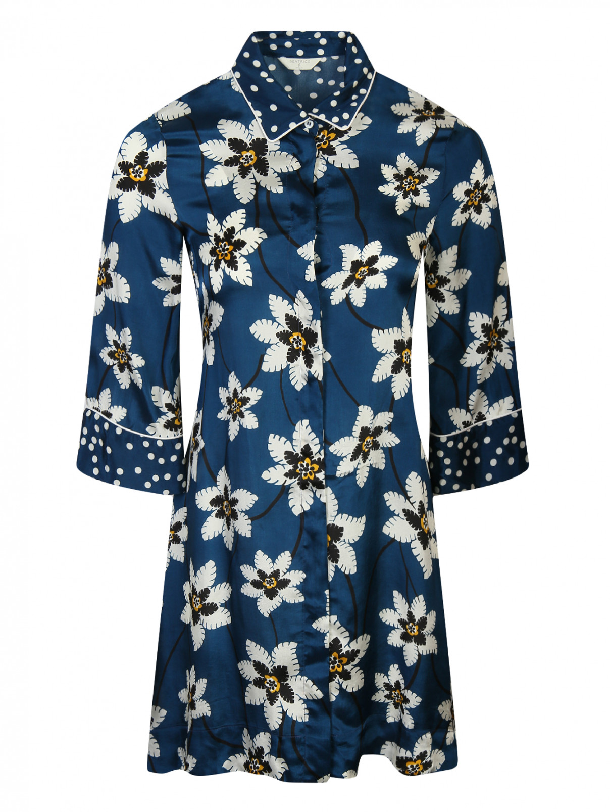 Блуза удлиненная с цветочным узором Beatrice .b  –  Общий вид  – Цвет:  Синий