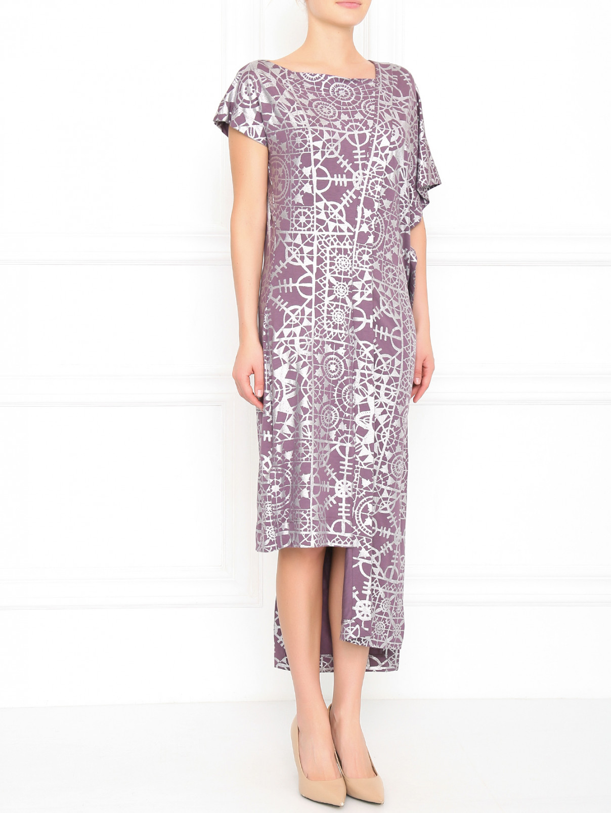 Платье асимметричного кроя с узором Anglomania by V.Westwood  –  Модель Общий вид  – Цвет:  Фиолетовый
