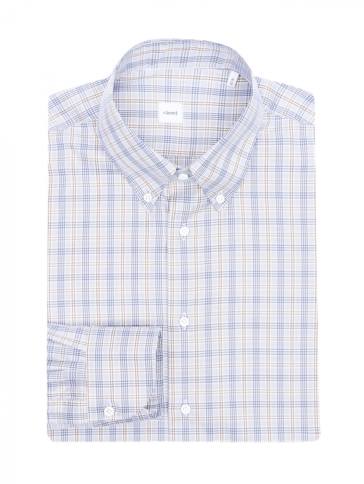 Рубашка из хлопка с узором "клетка" Carrel  –  Общий вид  – Цвет:  Синий