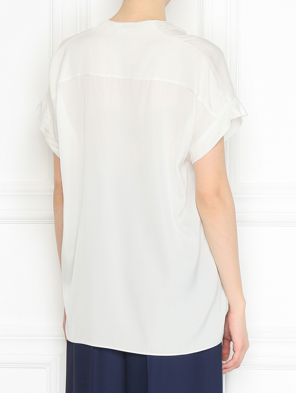 Блуза из шелка с драпировкой By Malene Birger  –  МодельВерхНиз1  – Цвет:  Белый