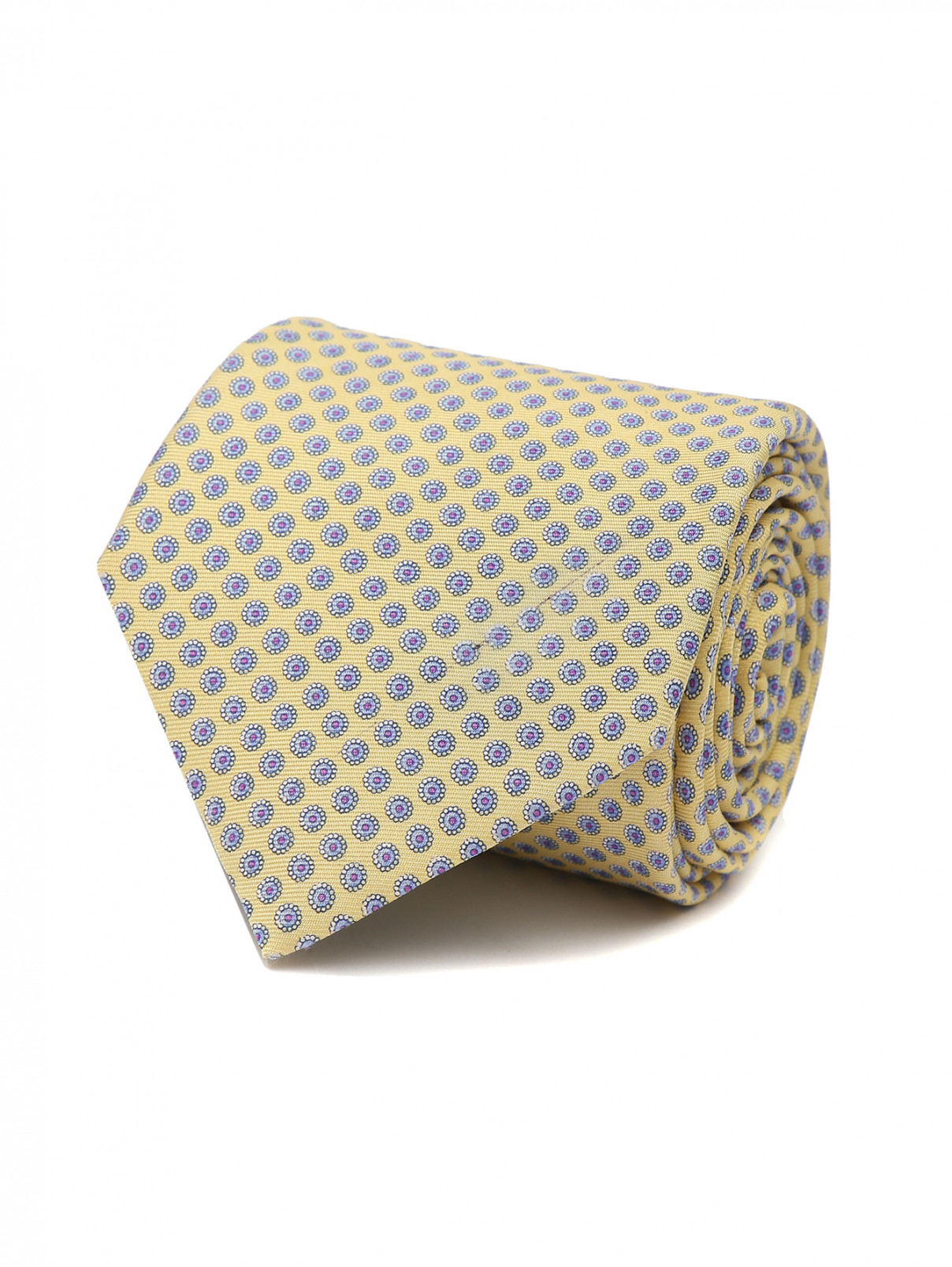 Галстук из шелка с узором Valentino  –  Общий вид  – Цвет:  Желтый