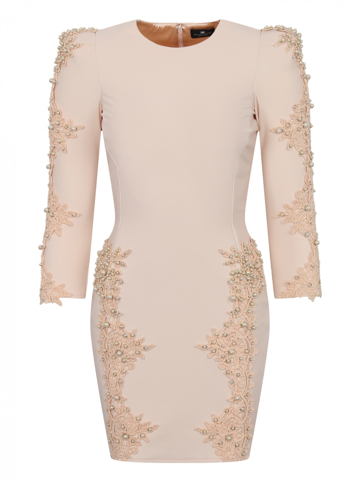 Платье-мини с аппликацией Elisabetta Franchi  –  Общий вид  – Цвет:  Розовый