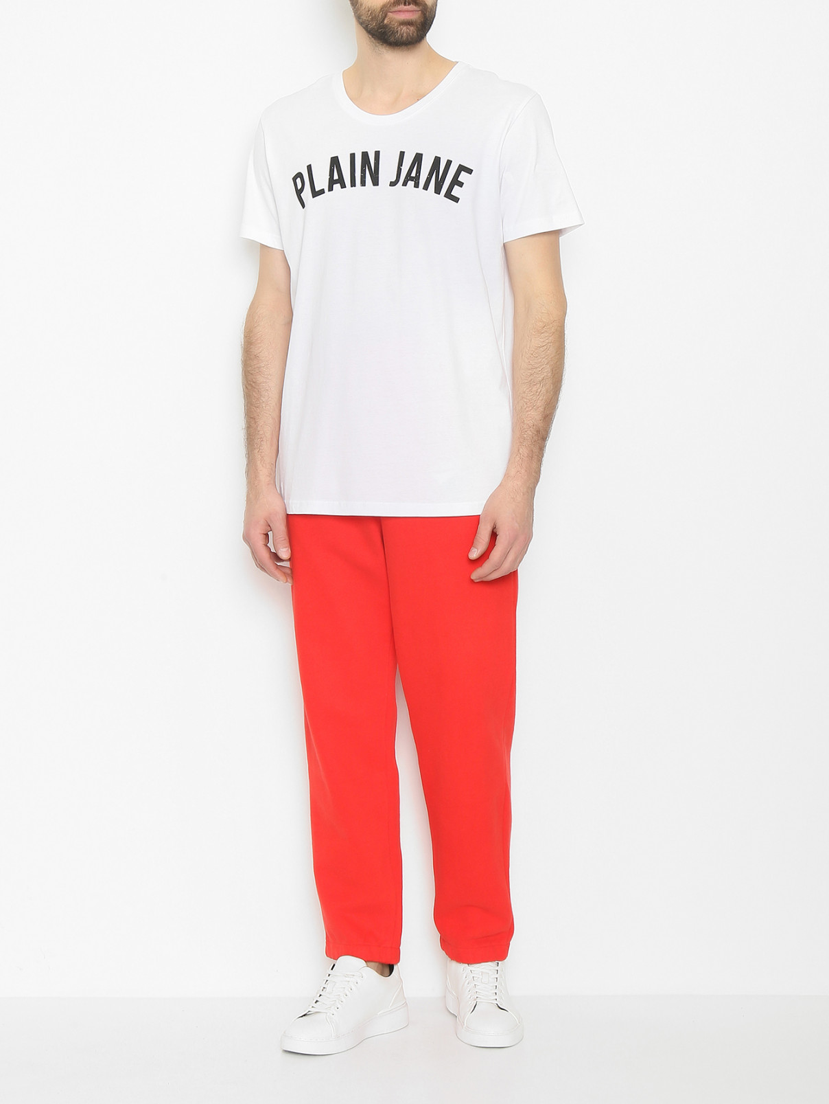 Футболка из хлопка с логотипом Plain Jane Homme  –  МодельОбщийВид