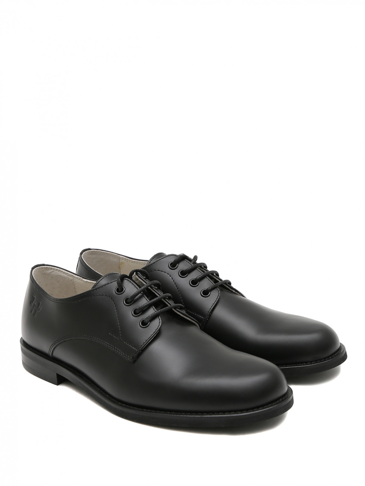 Кожаные полуботинки на шнуровке Il Gufo  –  Общий вид  – Цвет:  Черный