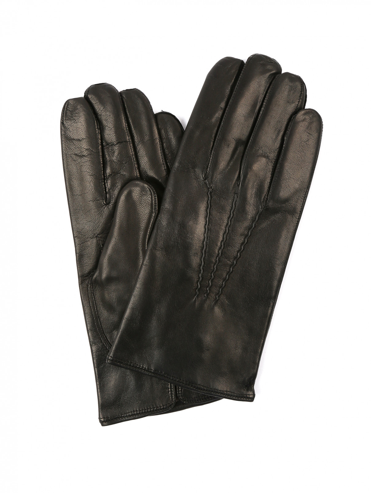 Перчатки из кожи с кашемировым подкладом Sermoneta gloves  –  Общий вид  – Цвет:  Черный