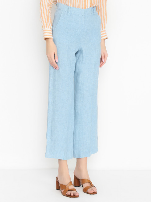 Прямые брюки из льна Weekend Max Mara - МодельВерхНиз