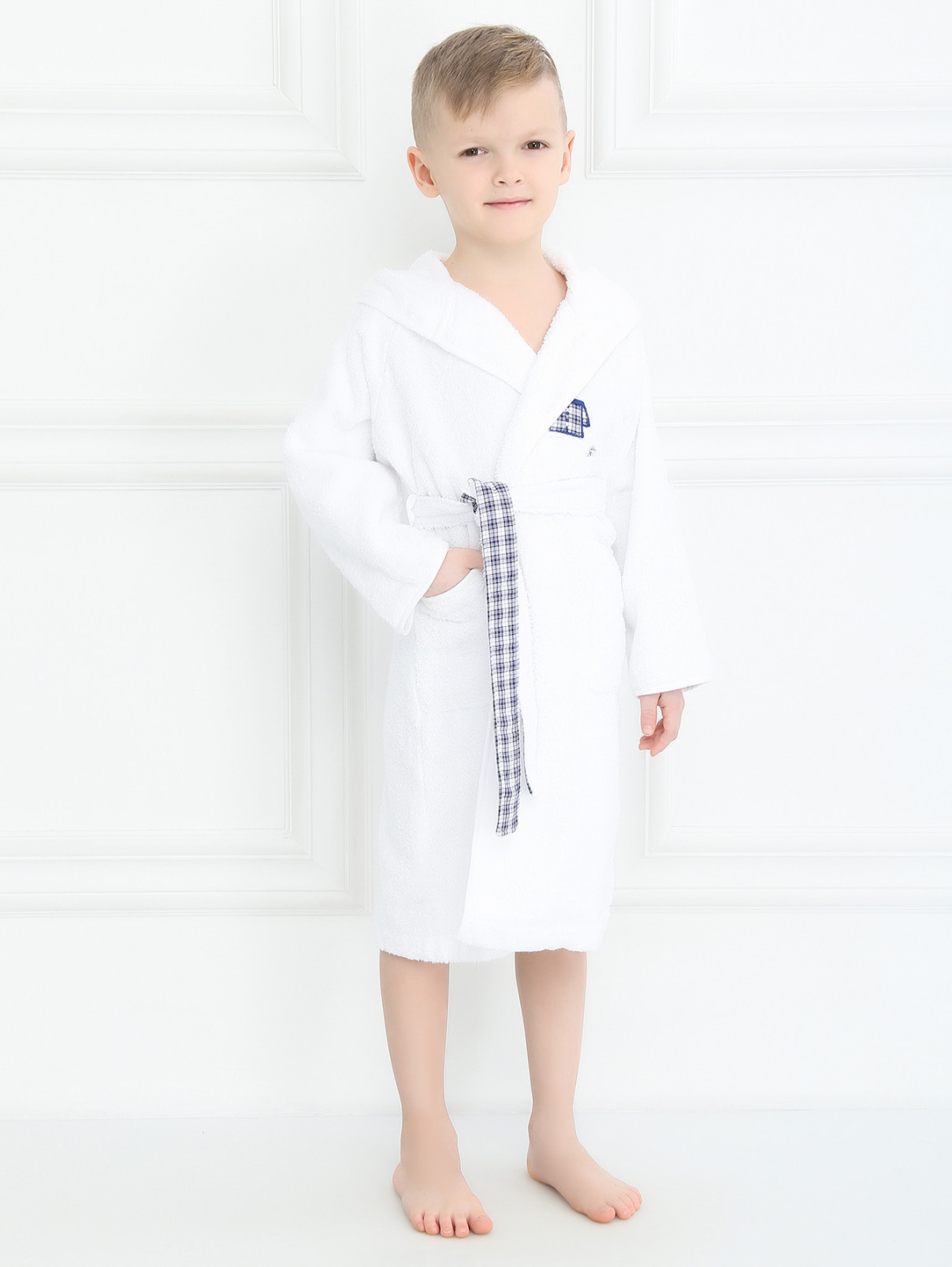 Махровый халат с вышивкой Giottino  –  МодельОбщийВид  – Цвет:  Белый