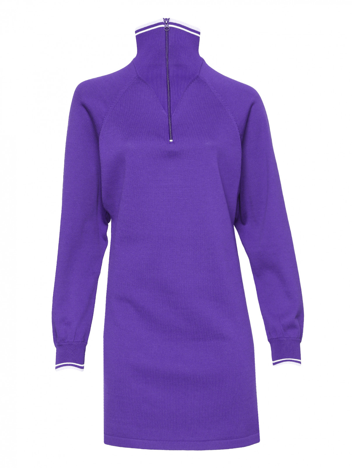 Платье-мини из трикотажа с контрастной отделкой Isabel Marant  –  Общий вид  – Цвет:  Фиолетовый