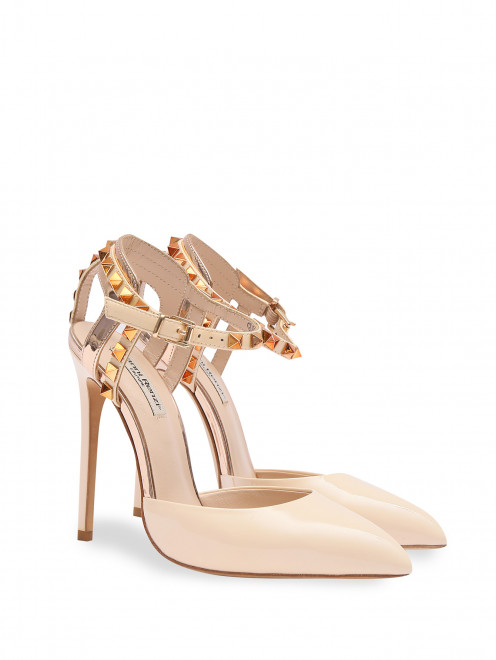 Босоножки из кожи с декором на высоком каблуке Gianni Renzi Couture - Общий вид