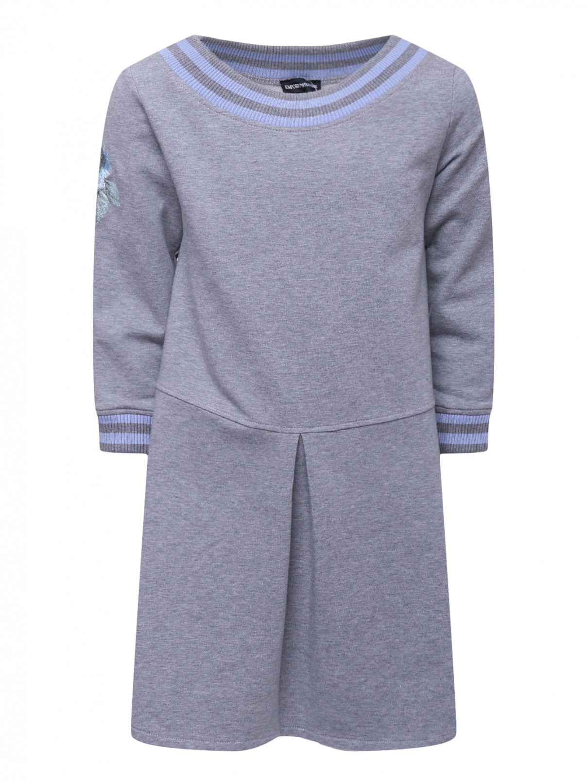 Платье трикотажное с вышивкой Armani Junior  –  Общий вид  – Цвет:  Серый