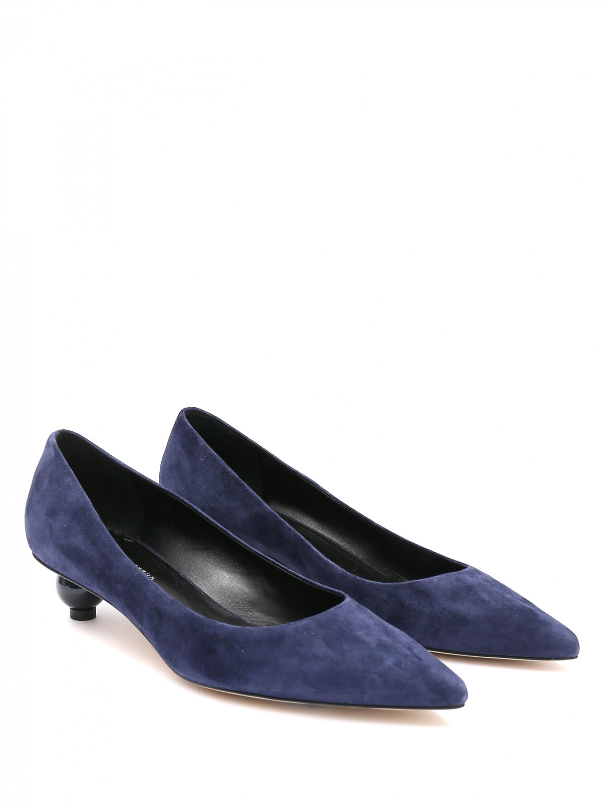 Туфли из кожи на декоративном каблуке Weekend Max Mara  –  Общий вид  – Цвет:  Синий