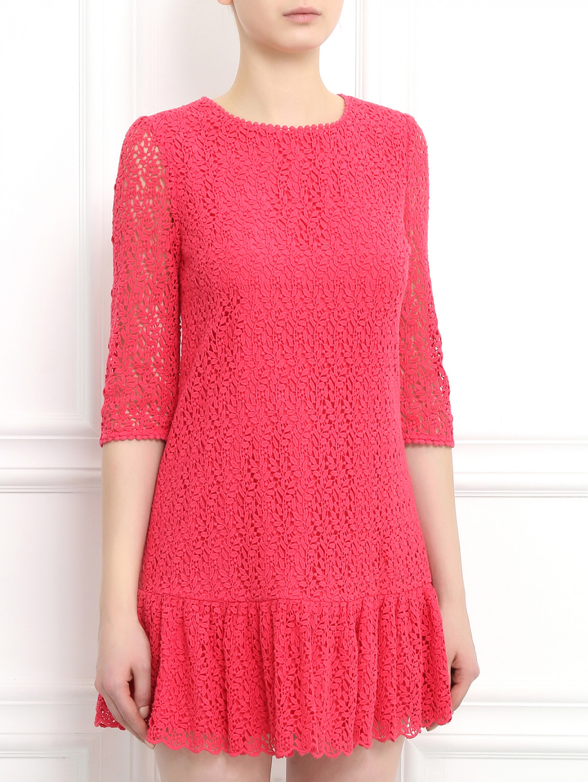 Платье-мини из хлопка с цветочным узором Juicy Couture  –  Модель Верх-Низ  – Цвет:  Розовый