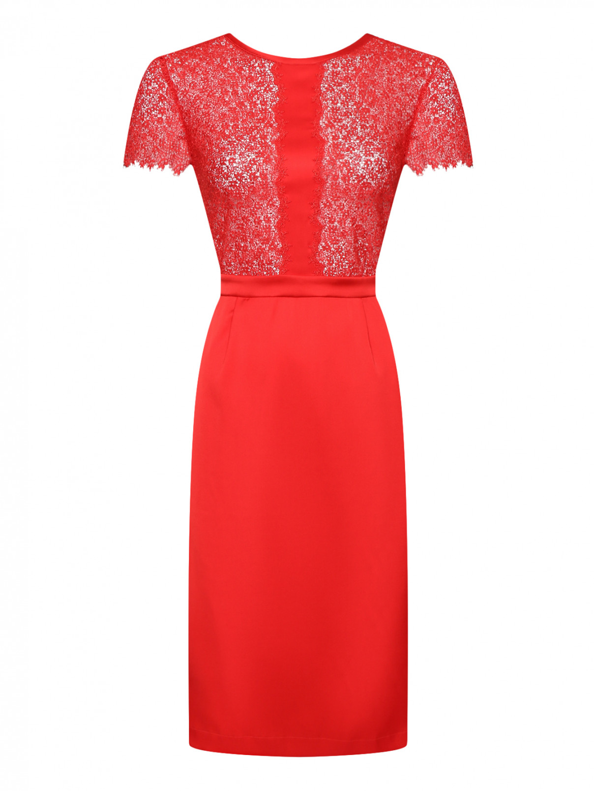 Шелковое платье с ажурной отделкой La Perla  –  Общий вид  – Цвет:  Красный