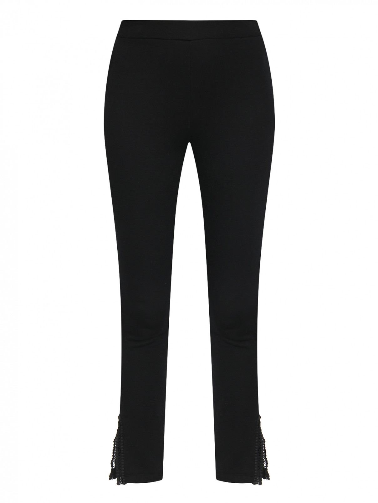 Трикотажные брюки на резинке с кружевной отделкой Ermanno Scervino  –  Общий вид  – Цвет:  Черный