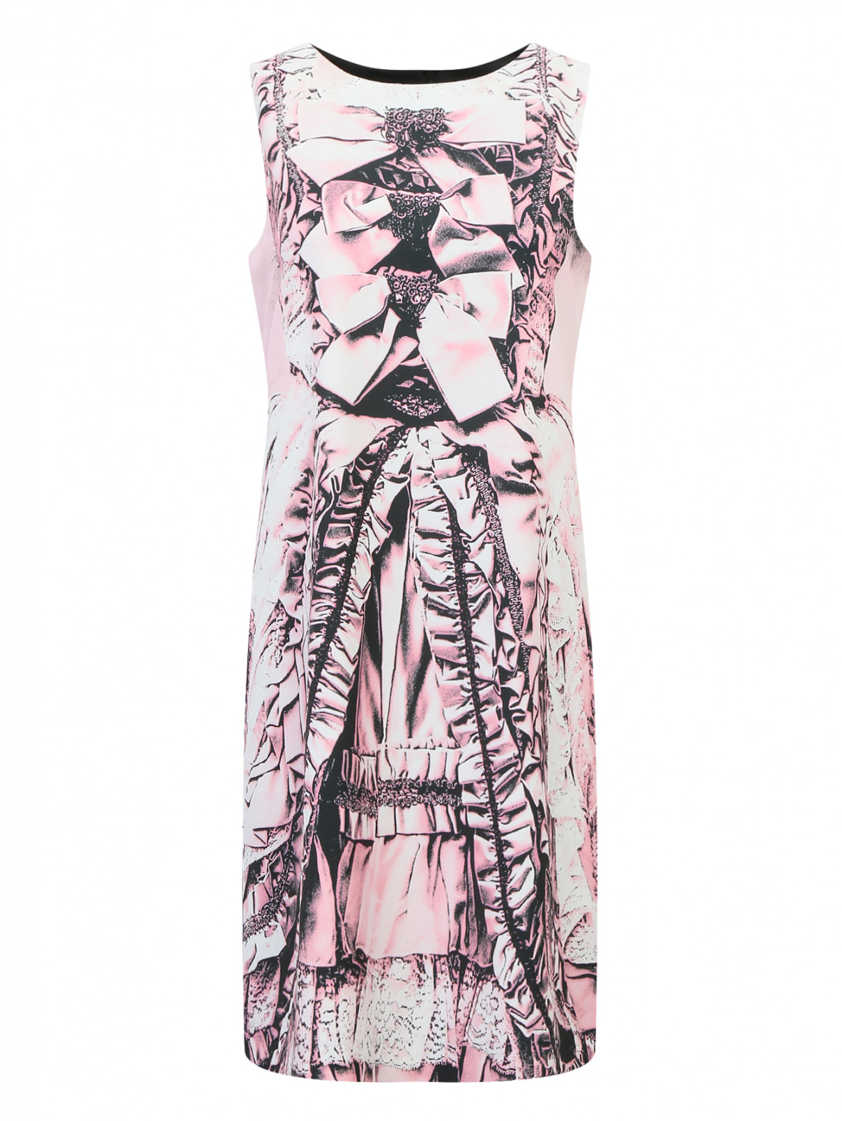 Платье с узором без рукавов Moschino Boutique  –  Общий вид  – Цвет:  Розовый