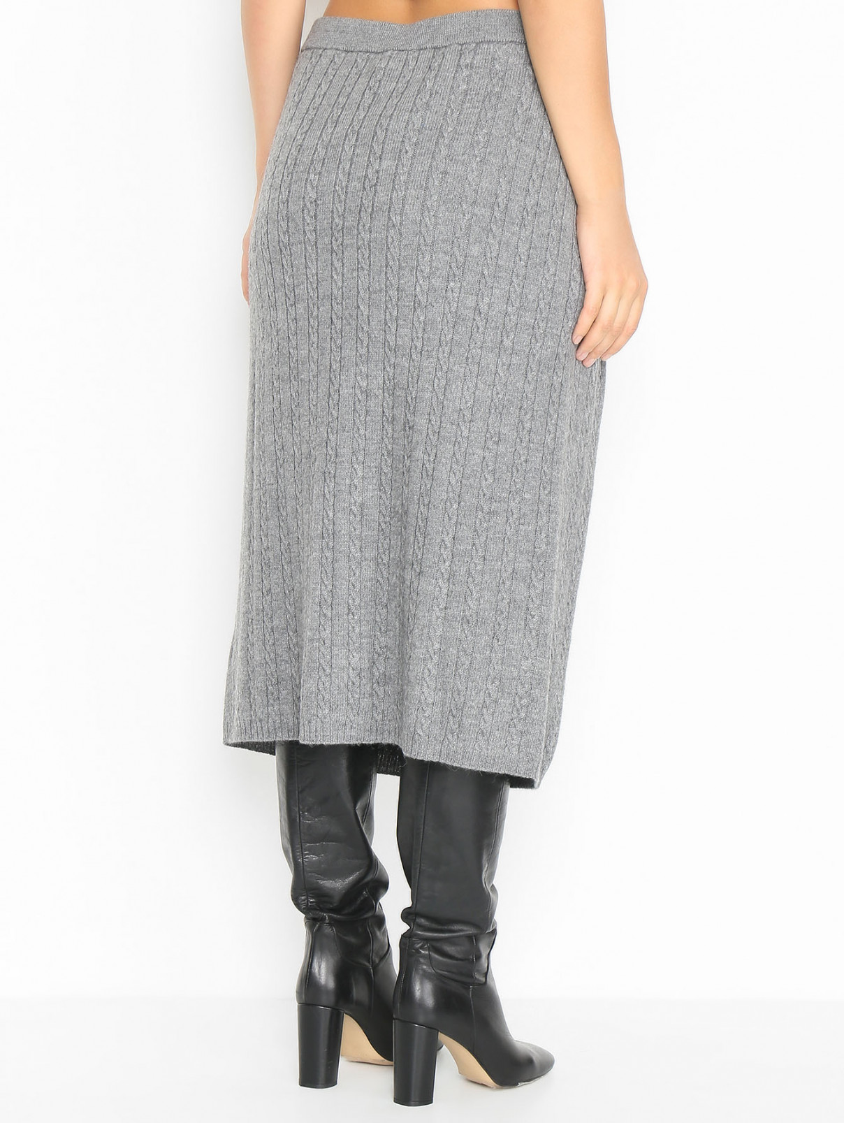 Трикотажная юбка из смешанной шерсти на резинке Marina Rinaldi  –  МодельВерхНиз1  – Цвет:  Серый