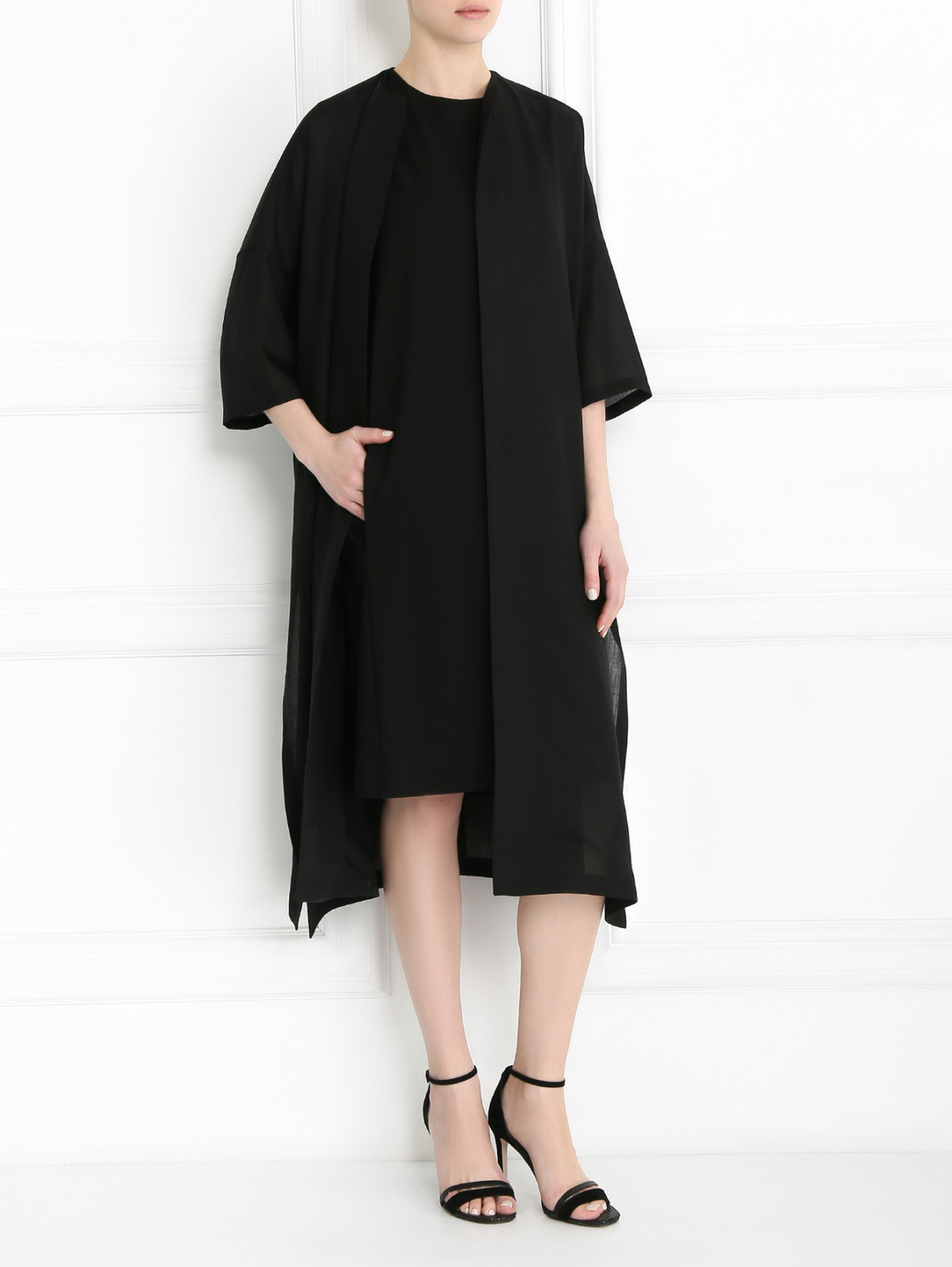 Платье-футляр прямого кроя Jil Sander  –  Модель Общий вид  – Цвет:  Черный