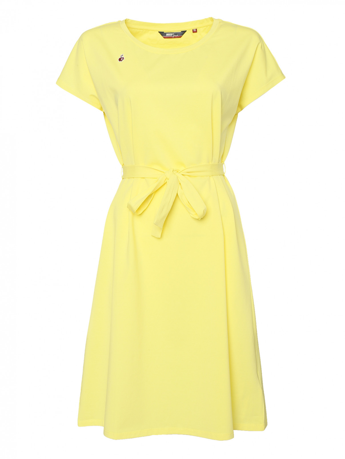 Платье из хлопка с поясом BOSCO  –  Общий вид  – Цвет:  Желтый