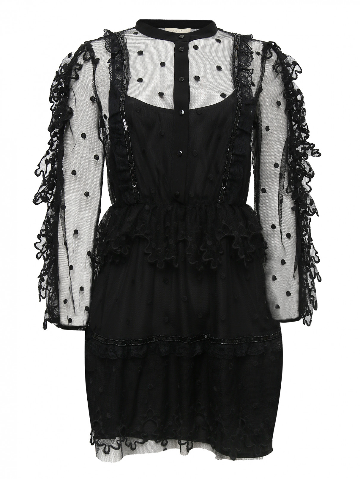 Платье с узором "горох" Stevie May  –  Общий вид  – Цвет:  Черный