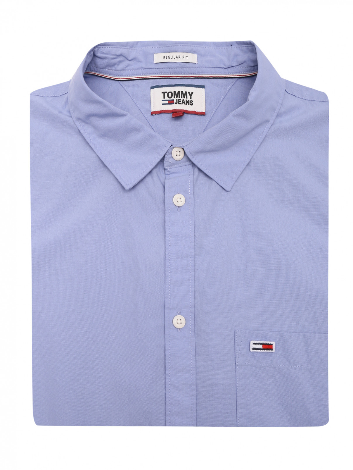 Рубашка из хлопка с коротким рукавом Tommy Jeans  –  Общий вид  – Цвет:  Синий