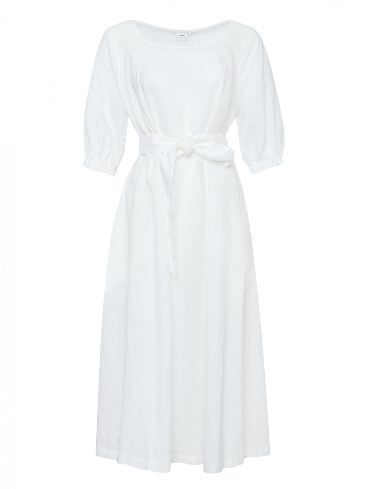 Платье из льна свободного кроя Aspesi  –  Общий вид  – Цвет:  Белый