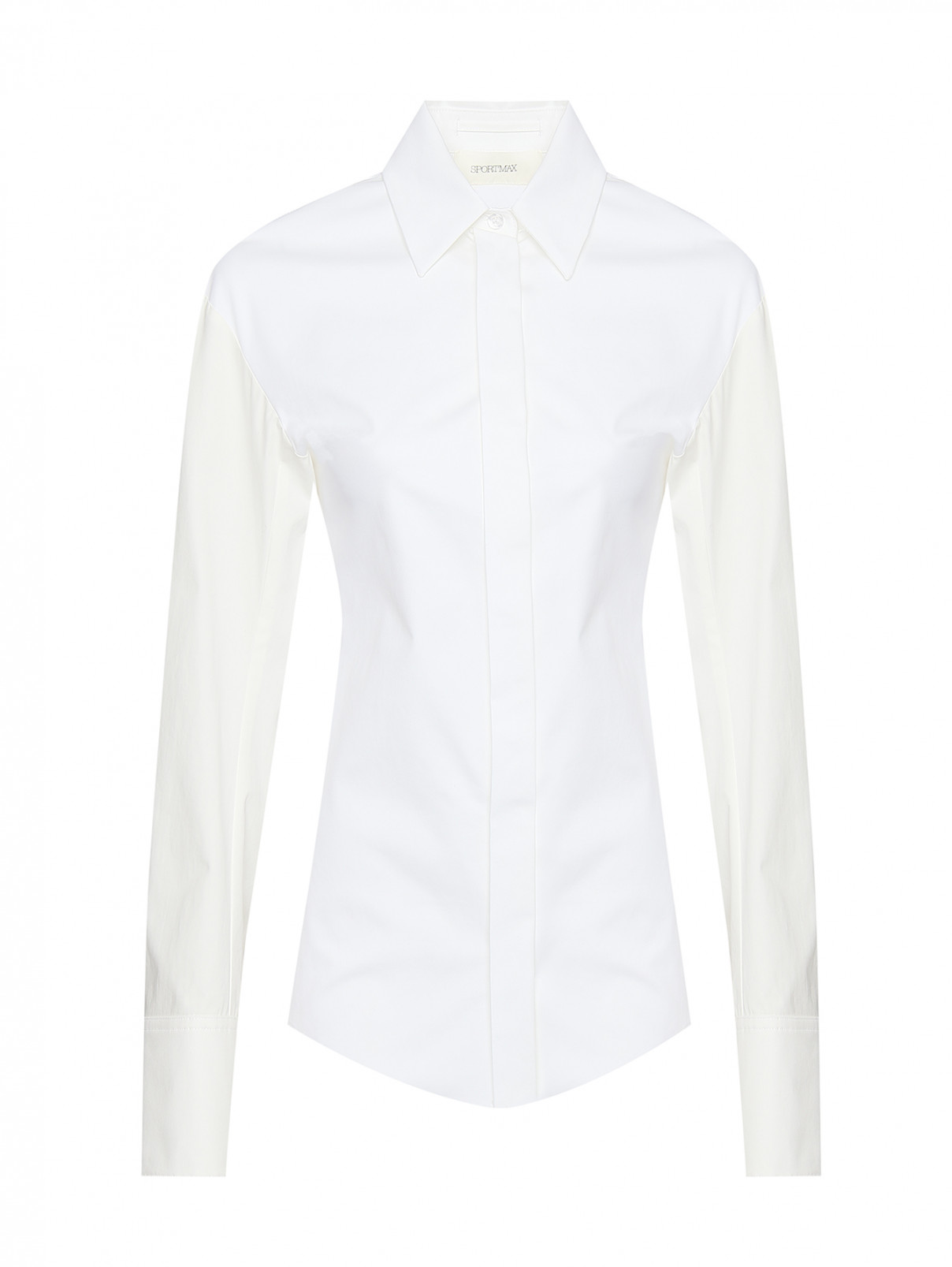 Рубашка из хлопка приталенного кроя Sportmax  –  Общий вид  – Цвет:  Белый