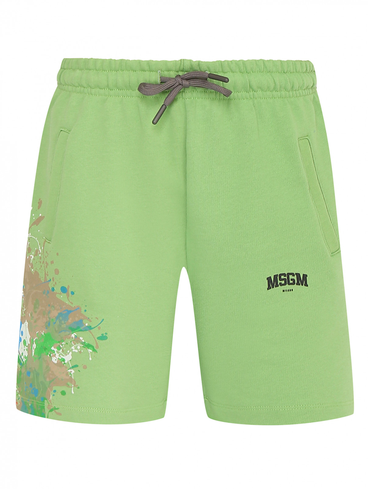 Трикотажные шорты с карманами MSGM  –  Общий вид  – Цвет:  Зеленый