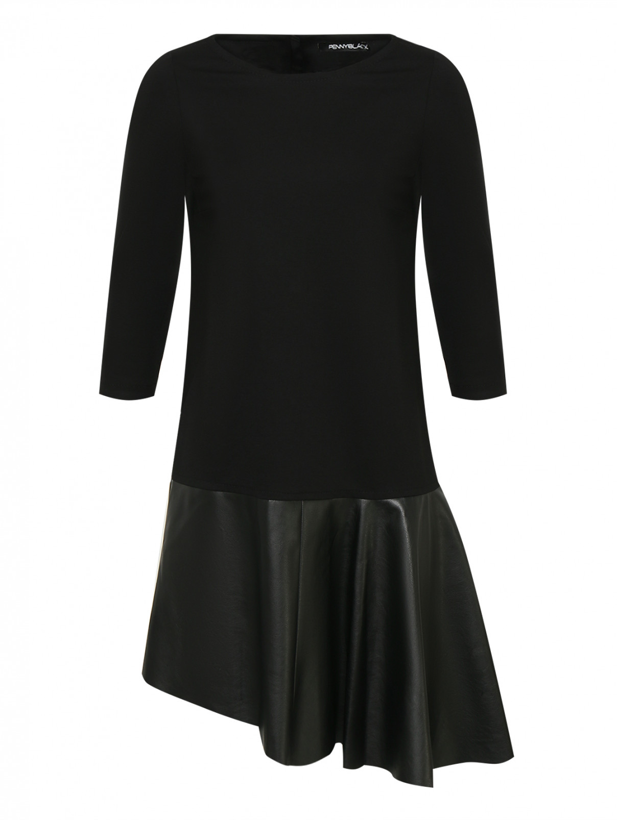Платье со вставкой из экокожи Penny Black  –  Общий вид  – Цвет:  Черный