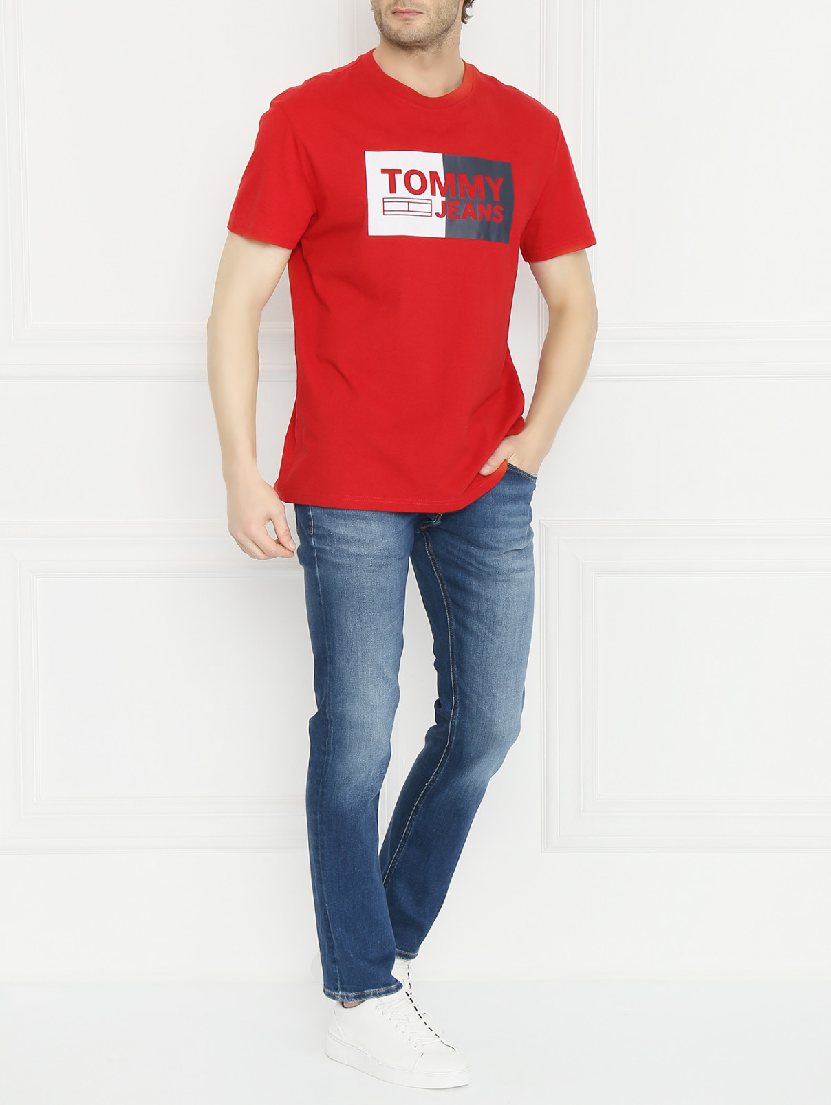 Джинсы зауженного кроя Tommy Jeans  –  МодельОбщийВид  – Цвет:  Синий