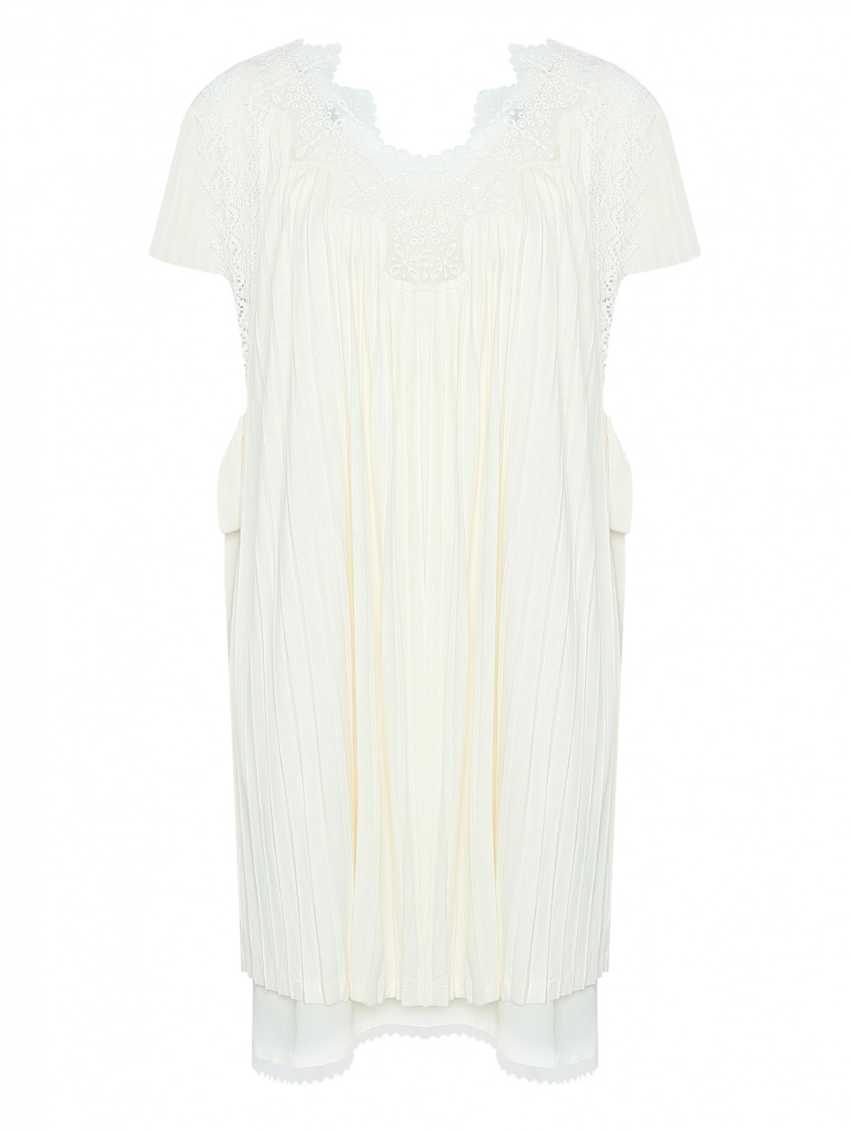 Платье свободного кроя с вышивкой TWINSET  –  Общий вид  – Цвет:  Бежевый