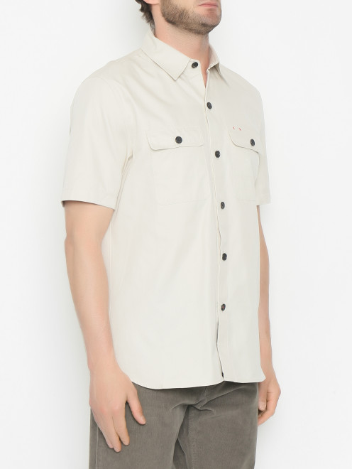 Рубашка из хлопка с накладными карманами - МодельВерхНиз