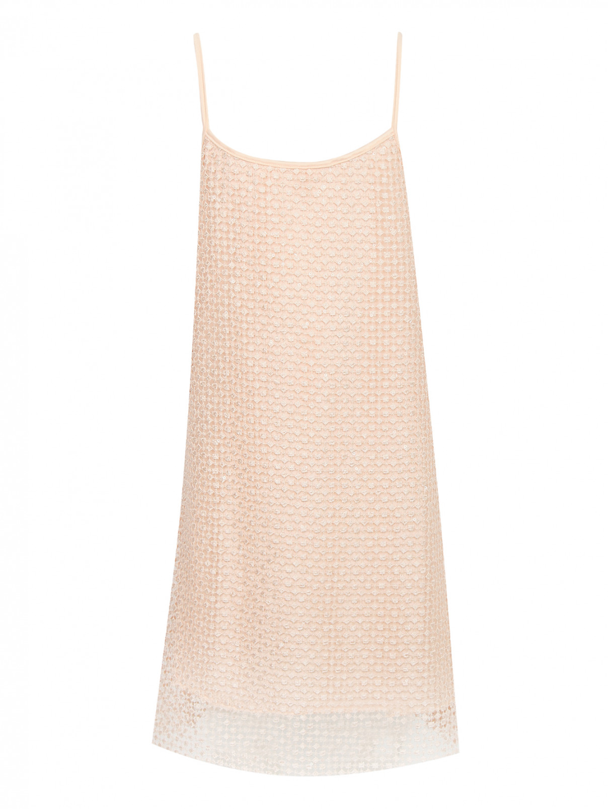 Фактурное платье на тонких бретелях La Perla  –  Общий вид  – Цвет:  Розовый
