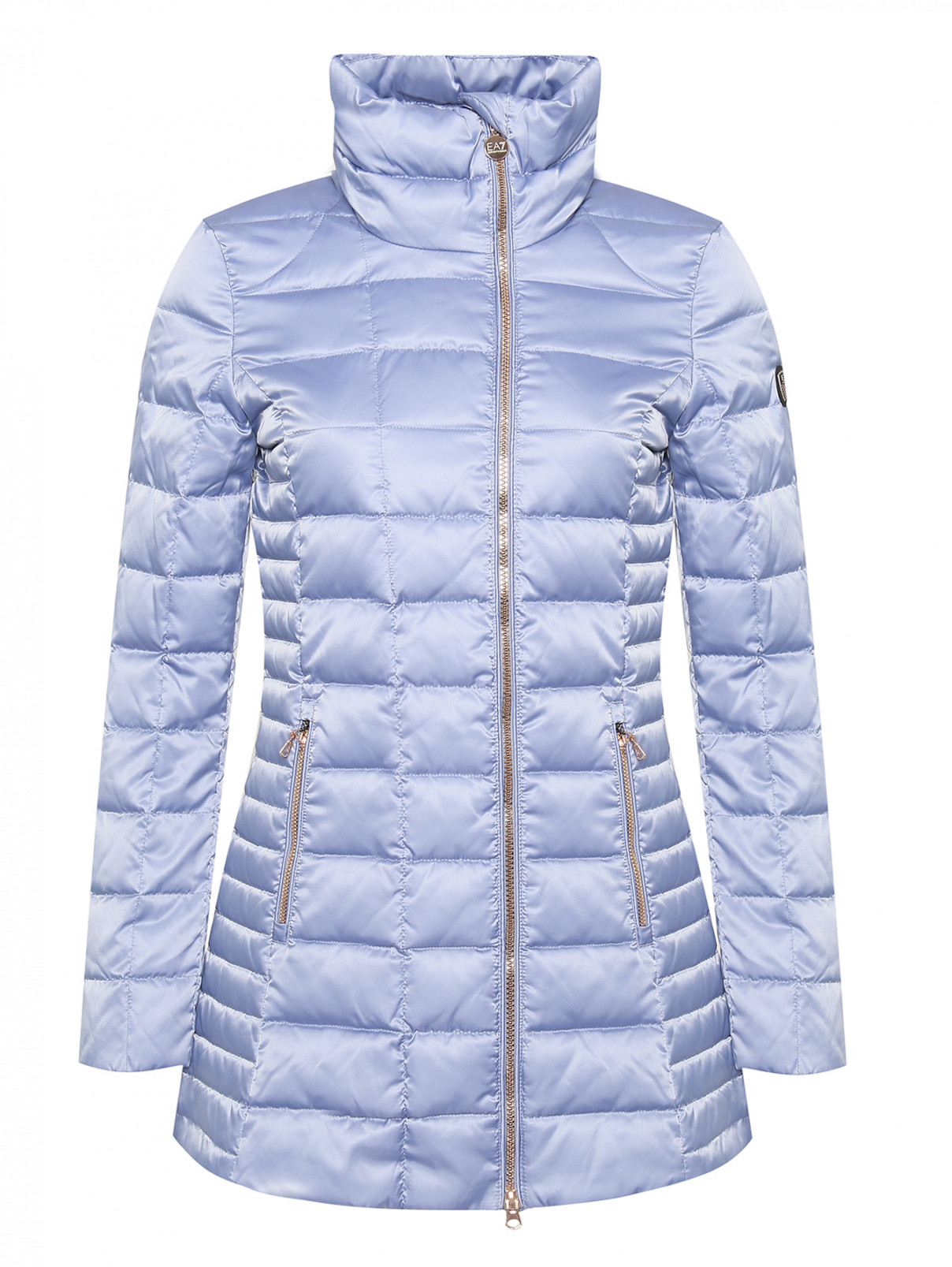 Стеганая куртка на молнии с карманами EA 7  –  Общий вид  – Цвет:  Синий