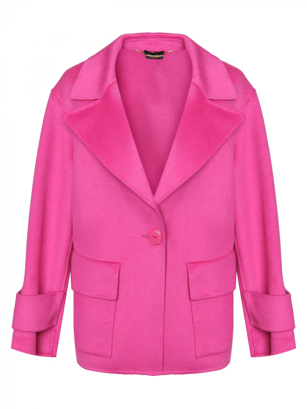 Полупальто из шерсти с накладными карманами Luisa Spagnoli  –  Общий вид  – Цвет:  Розовый