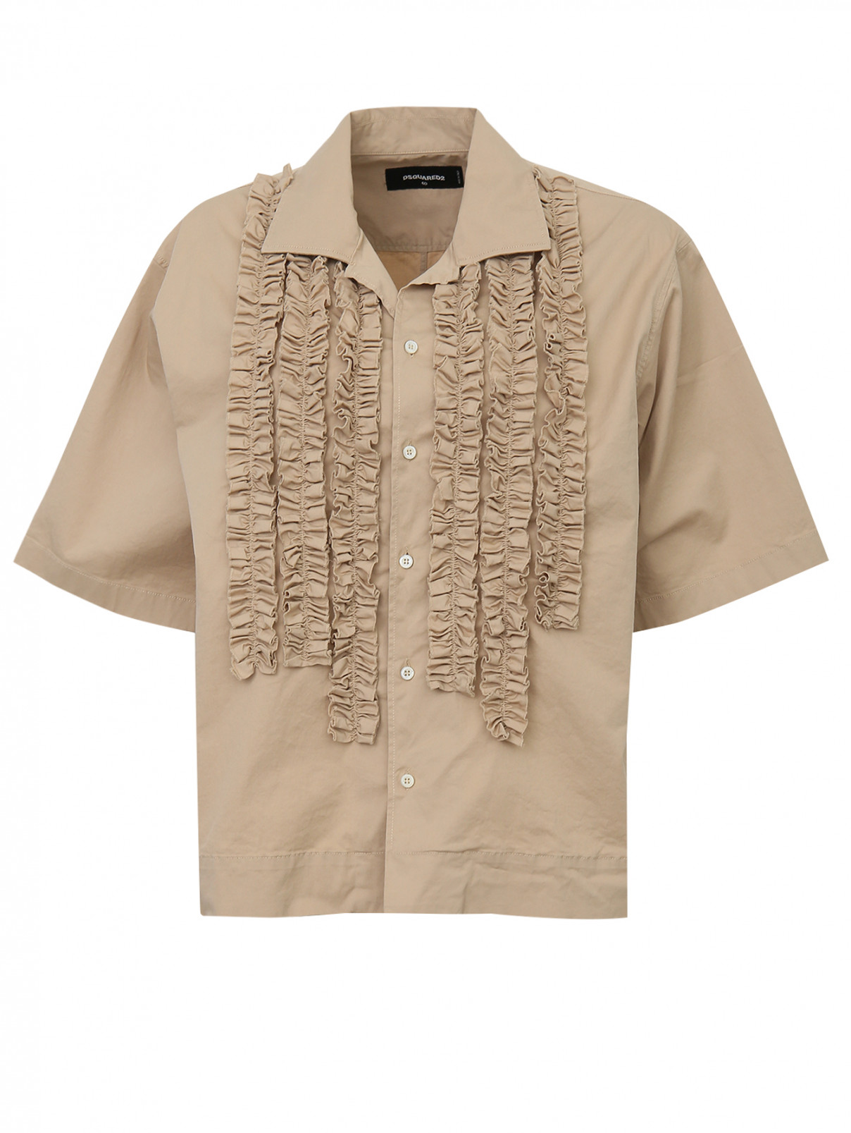 Блуза из хлопка с драпировкой Dsquared2  –  Общий вид  – Цвет:  Бежевый