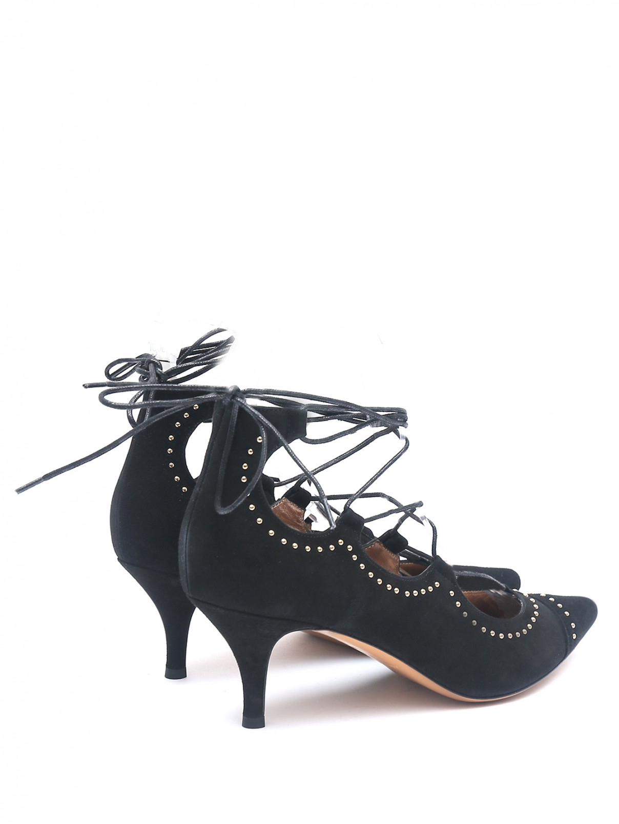 Туфли из замши с декоративной отделкой Mascaro  –  Обтравка2  – Цвет:  Черный