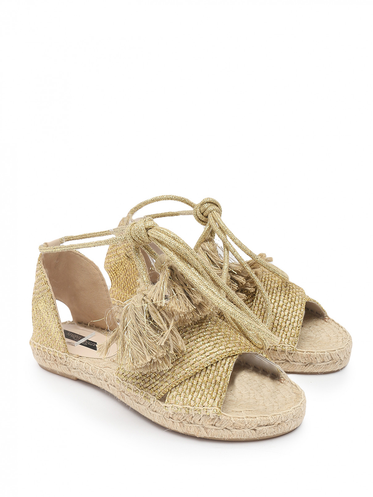 Плетеные сандалии на завязках Marina Rinaldi  –  Общий вид  – Цвет:  Золотой